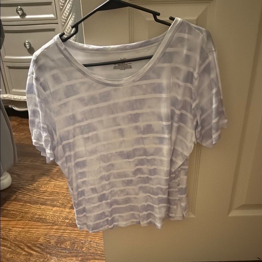 Striped White and Purple Women's Top